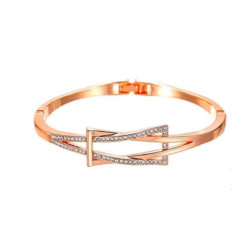 Gelang Wanita Titanium Steel Berlian Bracelet Gaya Korea / Gelang Emas Wanita Diamond Titanium-Log-51 Gold