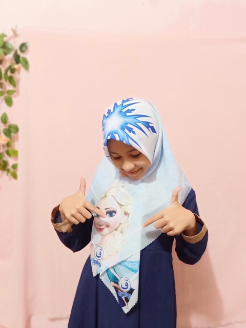 VOAL PRINTING ANAK MOTIF FROZEN / HIJAB ANAK KARAKTER FROZEN / JILBAB ANAK LUCU