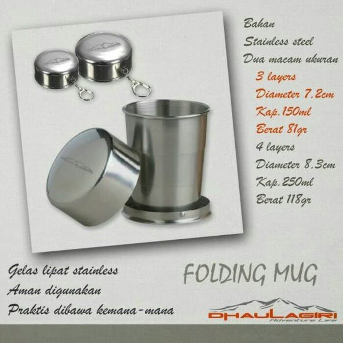 Mug Stainless 150ml Gelas Lipat 3 Layer Folding Camping Dhaulagiri