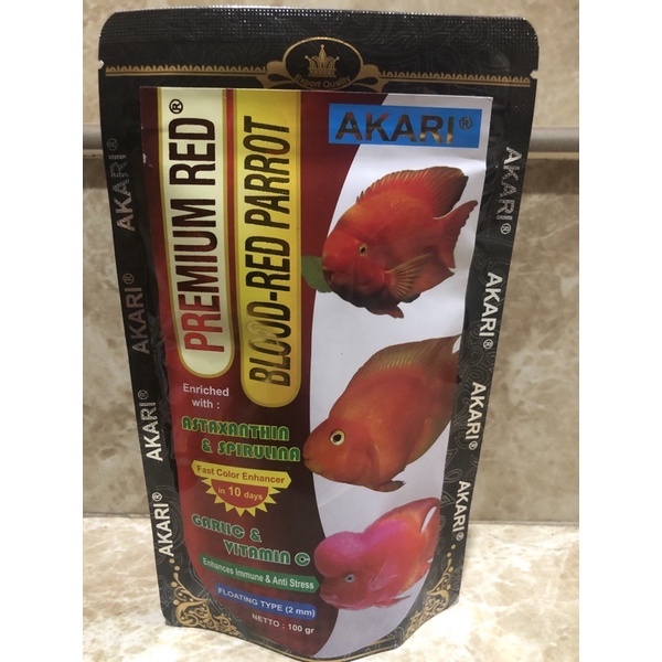 AKARI PREMIUM RED BLOOD RED PARROT 100gr Ukuran 2mm Pelet Ikan