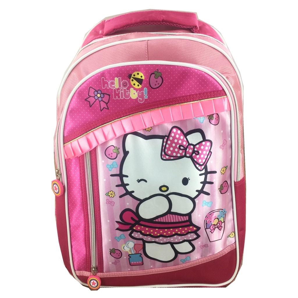 Tas Ransel Sekolah Anak SD Hello Kitty Full Sateen IMPORT Renda 3 Kantung S