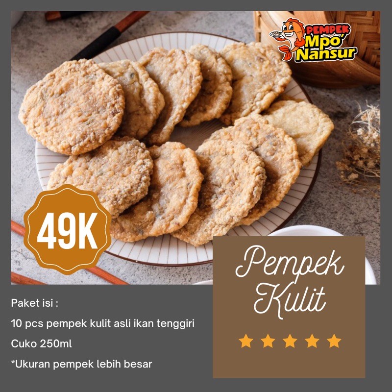 

Pempek Kulit Asli Ikan Tenggiri isi 10pcs + Cuko 250ml