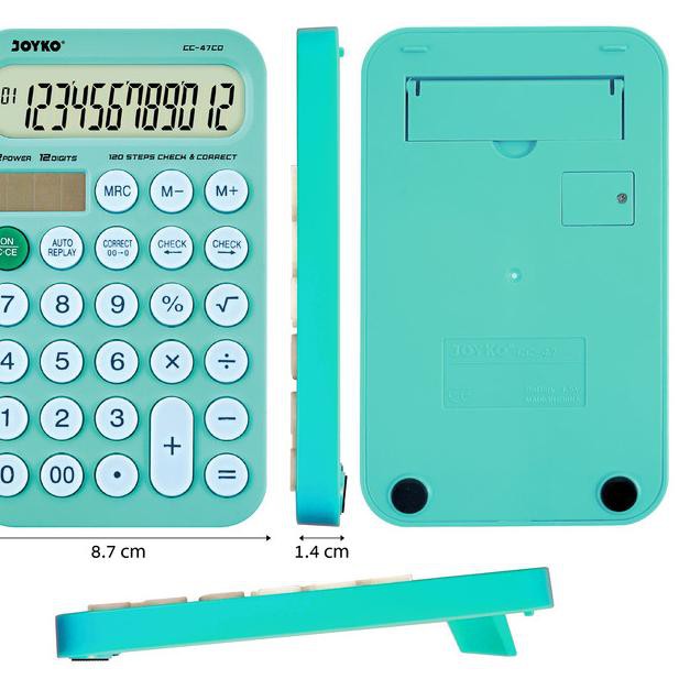 

⚧Ô Calculator Kalkulator Joyko CC-47CO Green 12 Digits Check Correct ☧