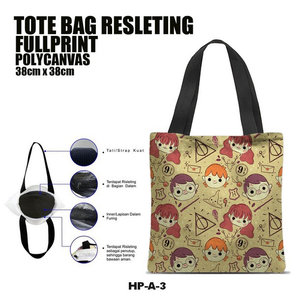 Tas / Tote Bag Polycanvas Full Print Resleting - Harry Potter Series.A