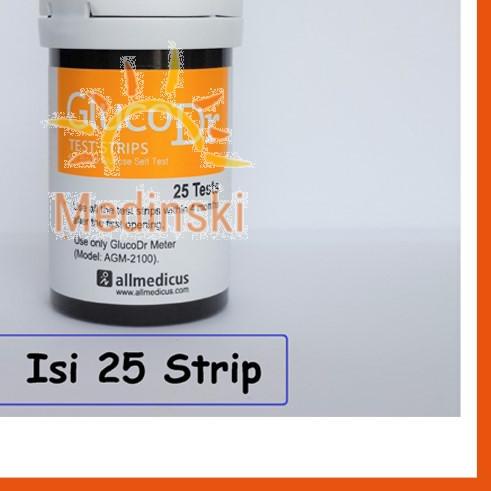 ➹ Strip Glur BioSensor Isi 25 Stik Kode 8 Gluco Dr Tes Cek Gula Darah GDS AGM-2100 AGM2100 ★