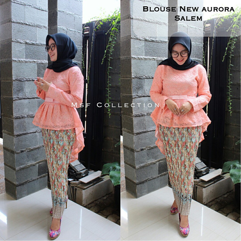 Setelan Kebaya Brokat / Kebaya Brukat Auroa Dusty Pink Dan Warna Lain