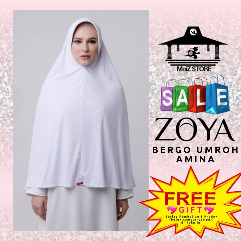 Zoya Jilbab Hijab Bergo Kerudung Krudung Umroh Umrah Amina Polos Zoya Instan Instant Langsung Zoya M