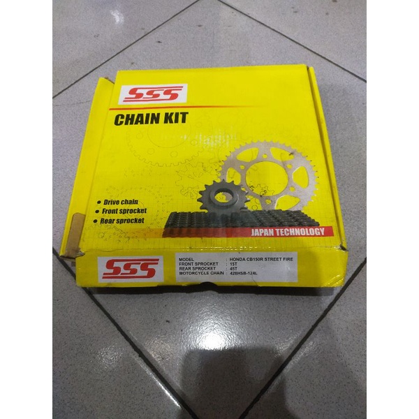 SSS RK CHAIN KIT GEAR SET GERSET PAKET GER DEPAN BELAKANG RANTAI CB150R VIXION MP VERZA BYSON