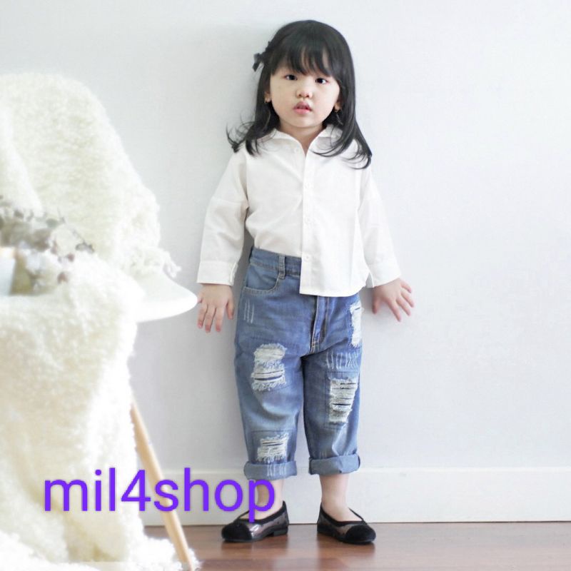 Celana Jeans Sobek Anak Perempuan / ASH RIPPED JEANS