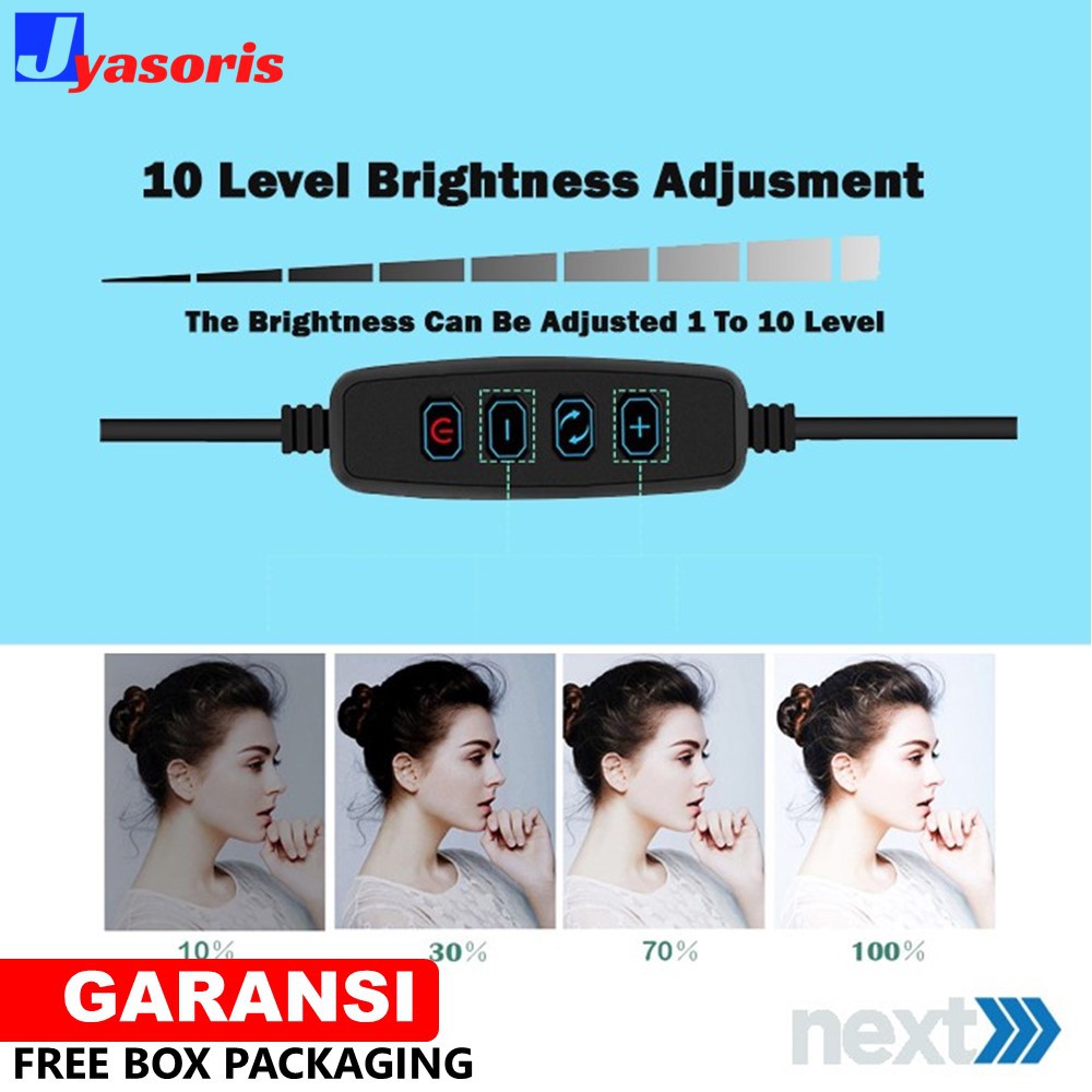 TRIPOD RING LIGHT SELFIE LAMPU RINGLIGHT 26CM LED LAMPU MAKE UP BULAT VLOG LAMPU RING VIDEO JS36