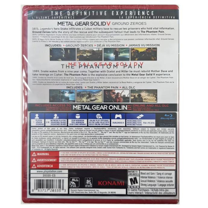 New Ps4 Metal Gear Solid V The Definitive Ps Hits Region All English