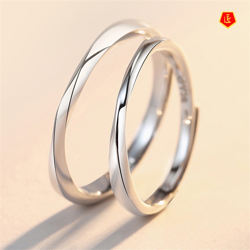 [Ready Stock]Simple Silver Mobius Strip Couple Rings