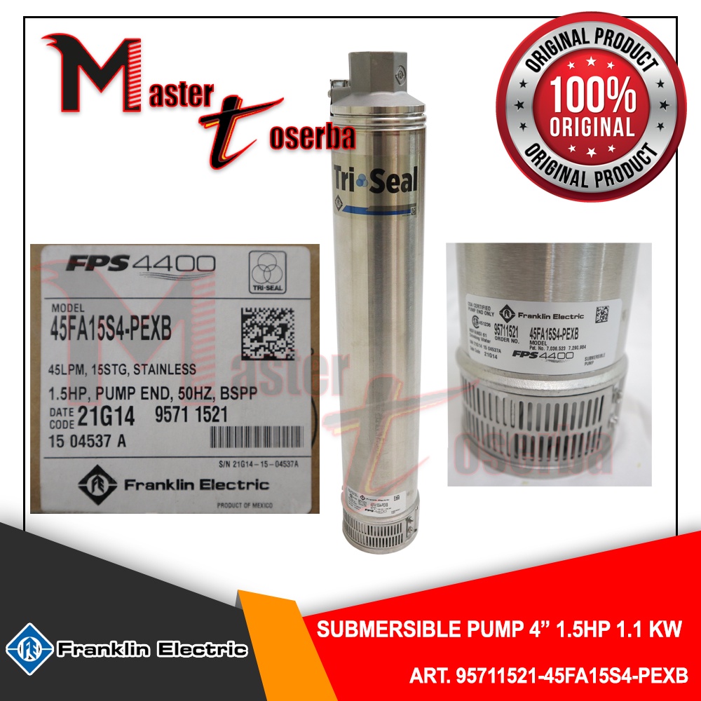 Submersible pump franklin pompa satelit 4 inch 1.1 KW 1.5 HP stages 15
