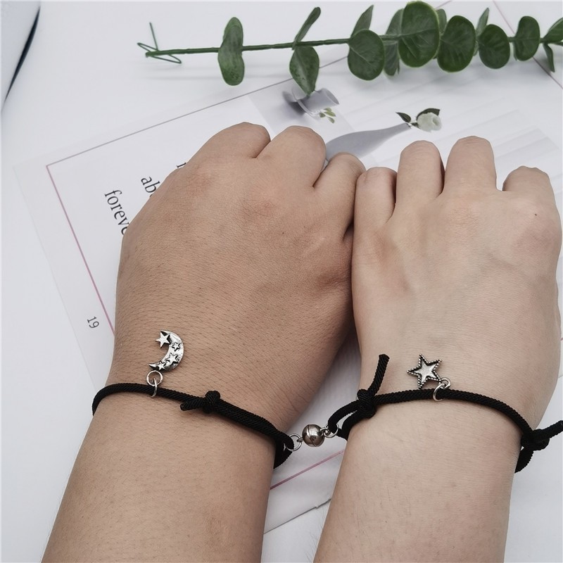 AZ085 Set Couple Magnet Creative Gelang Tali Kepang Adjustable Persahabatan Set Gelang Perhiasan