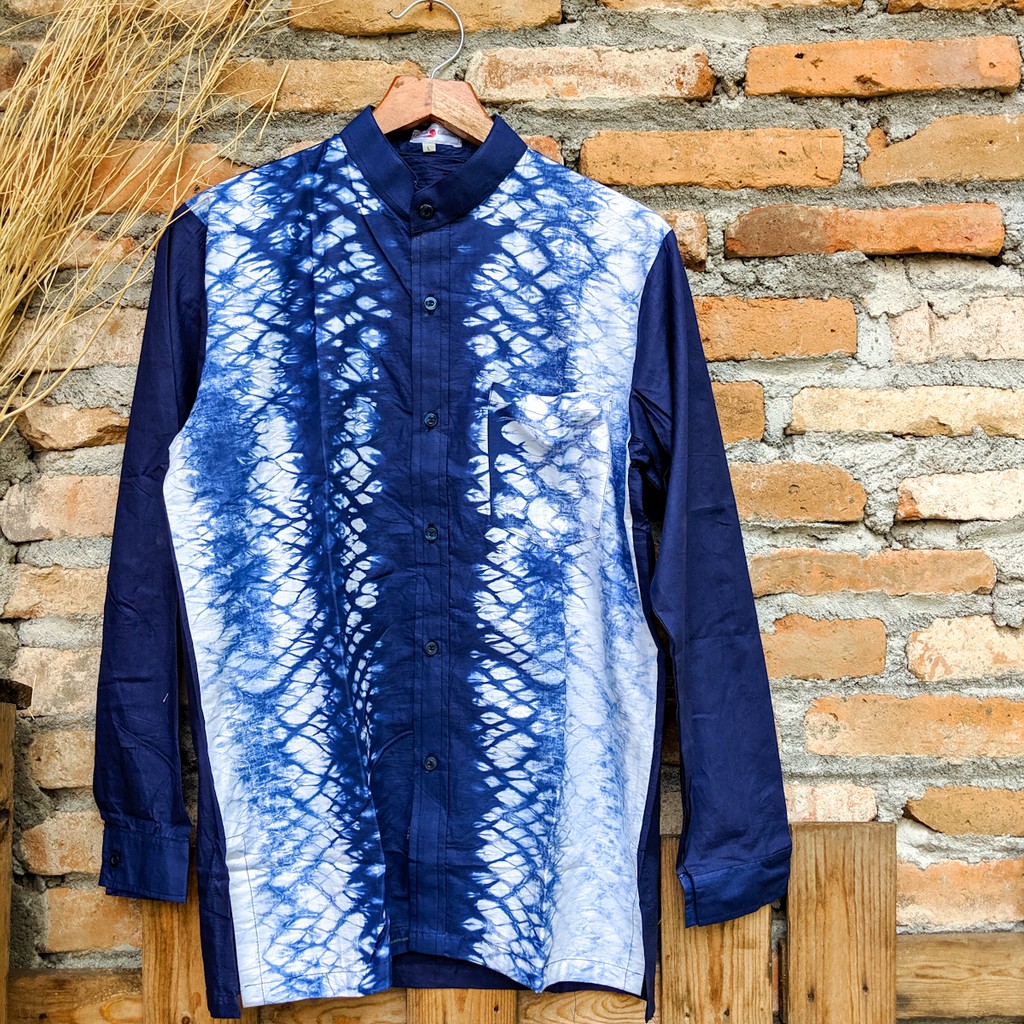 Kemeja KOKO Pria Tie Dye HANDMADE bahan katun primisima premium Kemeja Mandarin