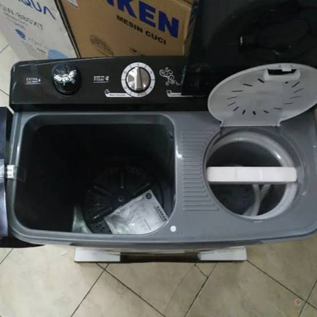 SANKEN Mesin Cuci 2 Tabung 8 Kg Twin Tub - TW-8827EGY - Hitam Low Watt 250 Watt Kapasitas 8kg