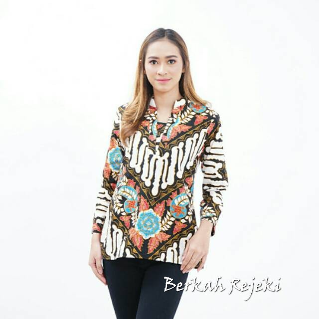 Super Murah Atasan Katun Cewek Biru Batik BR