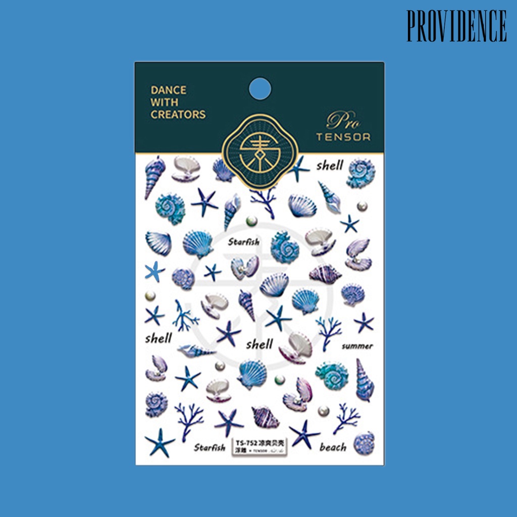 Providence Nail Sticker Vivid Images Ultra Thin Blue Summer Ocean Series Waves Shell Starfish Decals for Manicure