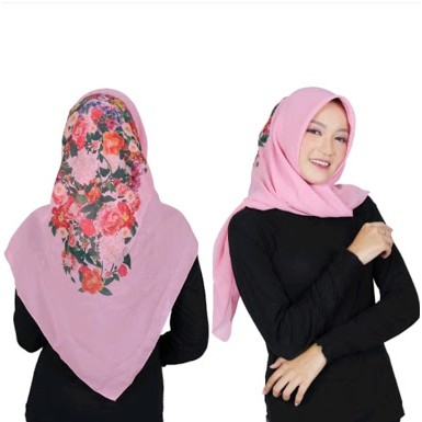 (PROMO HEBOH) HIJAB SEGI EMPAT BELLA SQUARE PRINTING MOTIF BUNGA