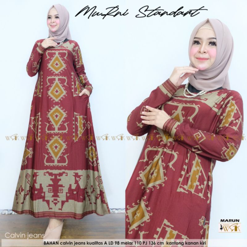 BAJU GAMIS WANITA SUPER JUMBO/JUMBO/STANDAR dress wanita "MURNI"Bahan Calvin jeans terbaru 2021