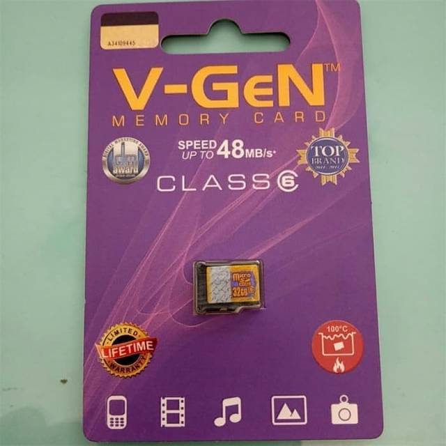 MEMORY V-GEN 32GB MICRO SD CARD CLASS 6 SPEED 48 MBS