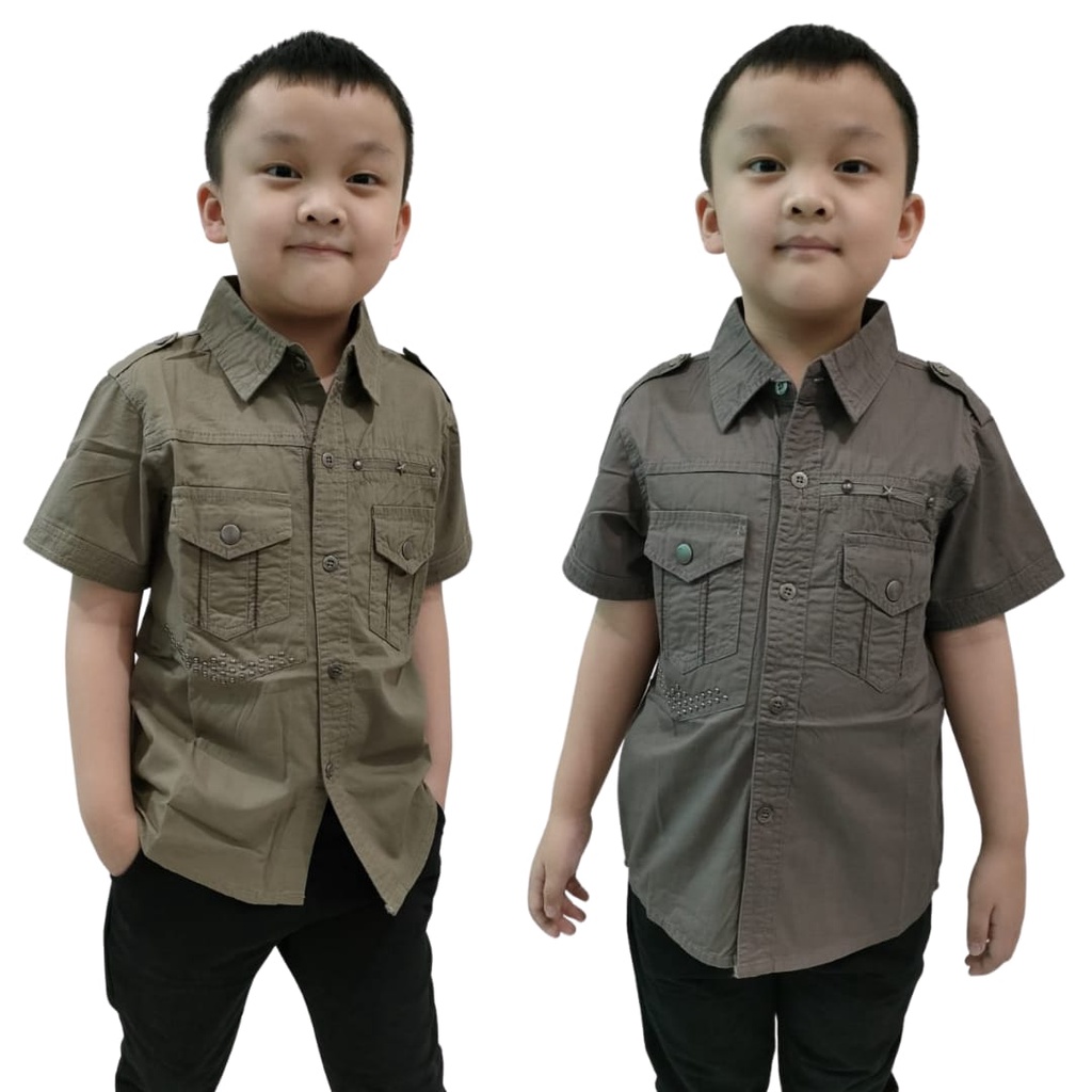 Baju Kemeja Import Anak Laki-Laki Lengan Pendek Umur 1 - 15 Tahun