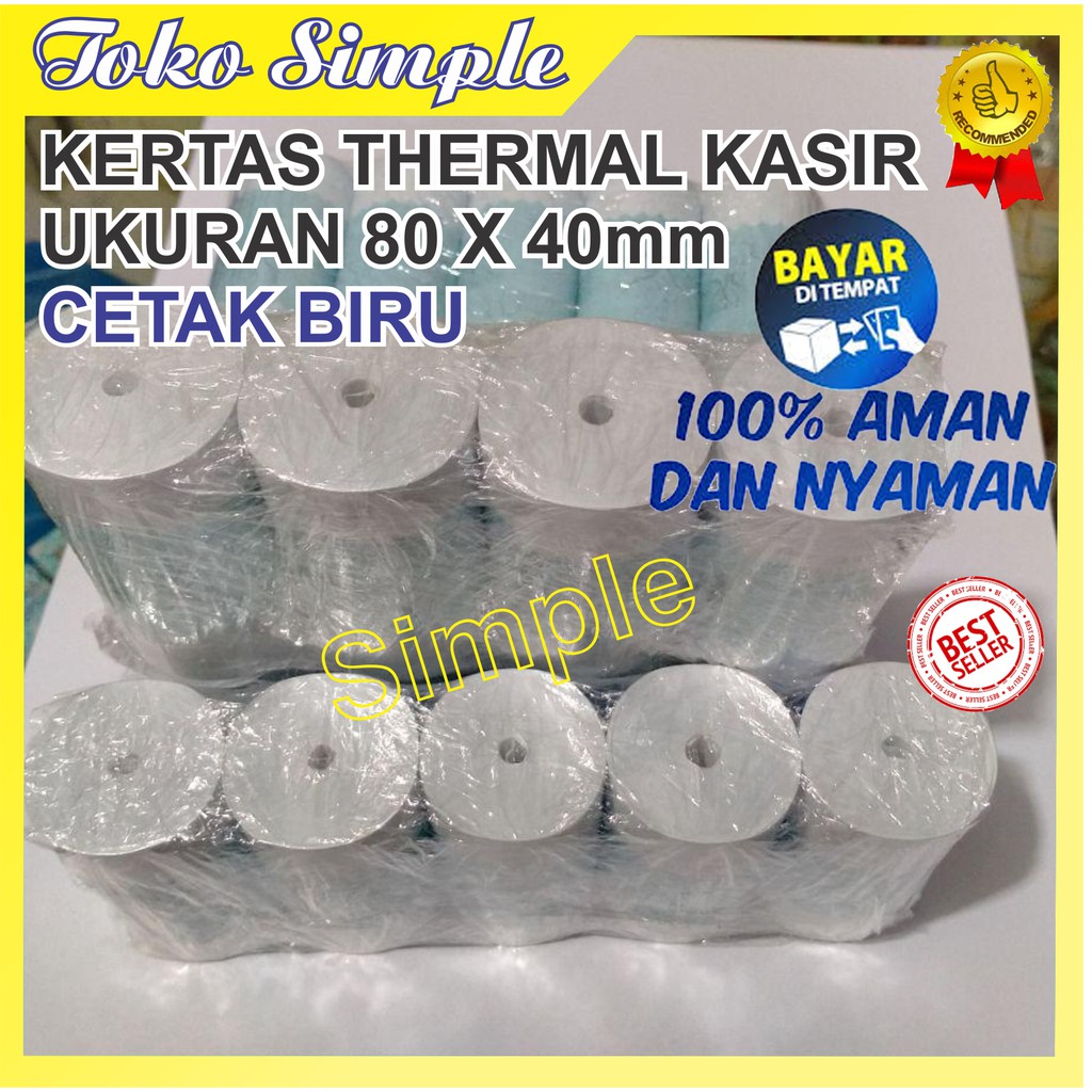 

KERTAS THERMAL TERMAL 80 X 40MM / 80X40 MM / EDC STRUK CORELESS PRINTER BLUETOOTH 80MM