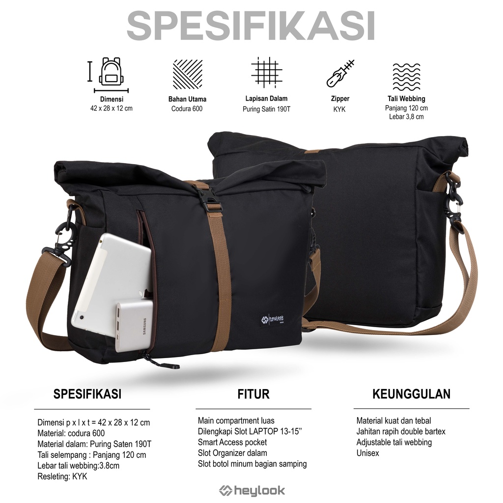 HEYLOOK Project - Tas Selempang Laptop CAMBRIDGE Multifungsi Tote Bag Pria Wanita