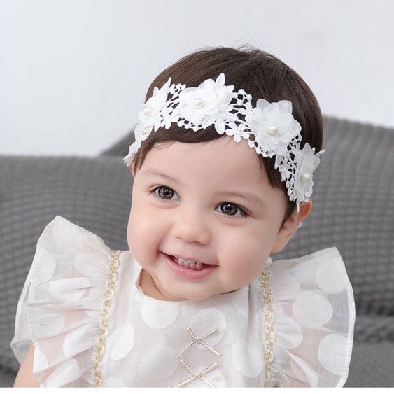 CHUBBI 29/32 Bandana Bayi Headband Anak Pesta Lace Mutiara