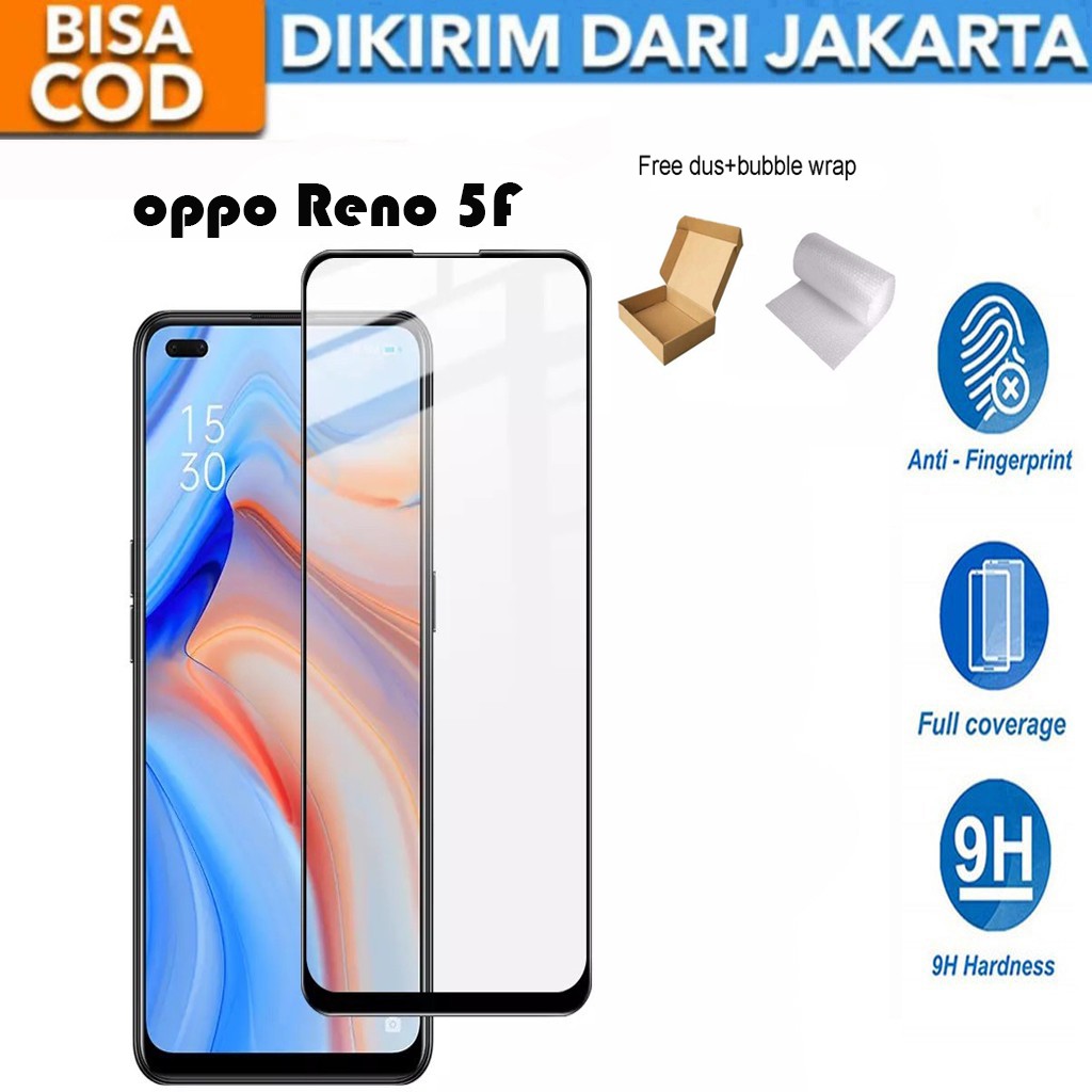 Tempered Glass Oppo Reno 5F Full Cover / Full Screen Protector Anti Gores