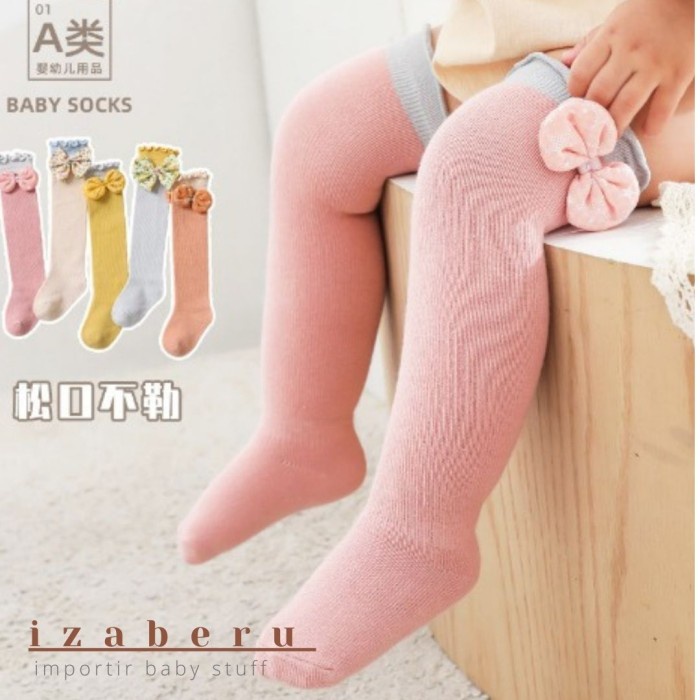 Kaos kaki bayi panjang motif pita / Kaos kaki anak pita panjang