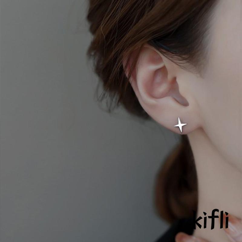 Anting Stud S925 Silver Bentuk Bintang Geometris Untuk Wanita