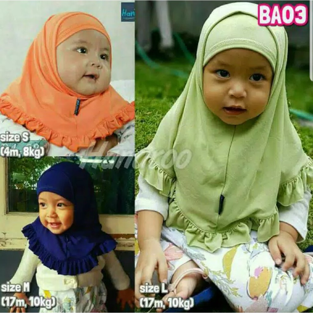 Hanaroo Hijab Jilbab Bayi &amp; Anak (0-5 tahun) Polos Bahan Jersey BA-03