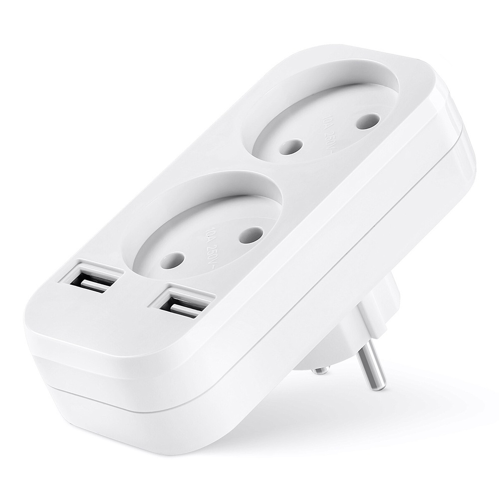 Wallpad Stop Kontak Listrik 2 EU Plug + 2 USB Port - CX89 - White