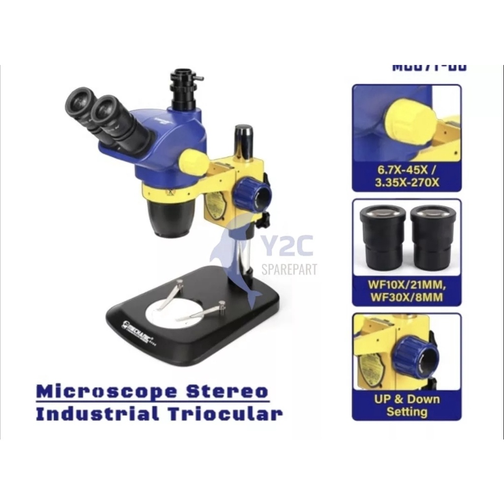 MIKROSKOP MECHANIC TRINOCULAR STEREO MC67T-B6 MICROSCOPE / ALAT SERVIS SERVICE HP