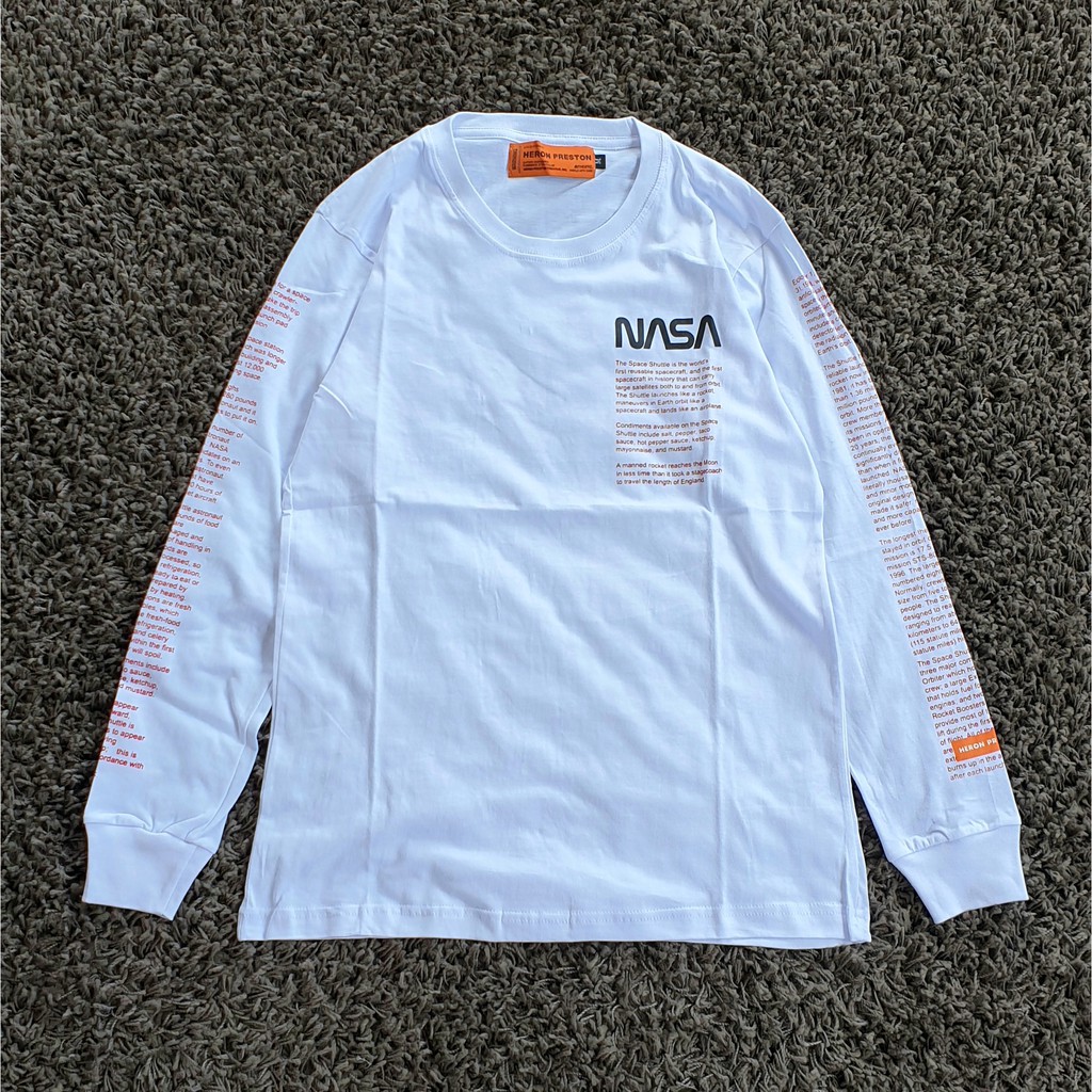 LONGSLEEVE KAOS TSHIRT TANGAN PANJANG NASA x HERON PRESTON SCRIPT WHITE MIRROR 1:1 ORIGINAL