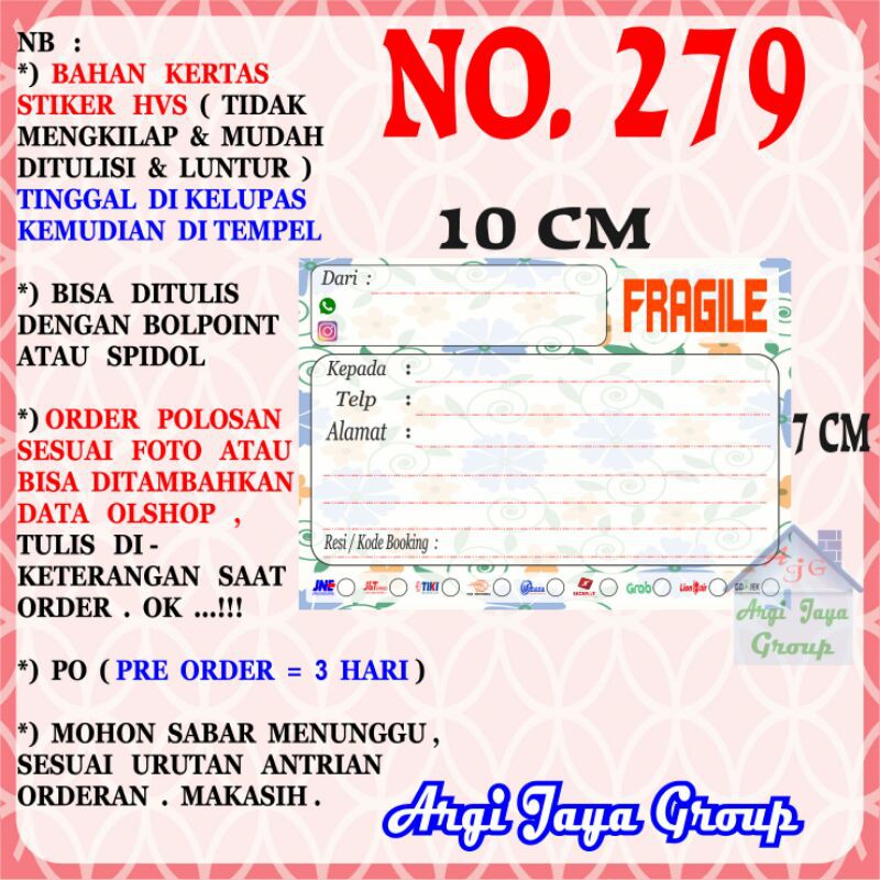 

Stiker HVS - Stiker Pengiriman - Sticker Alamat Olshop Murah Nomer 279-10x7cm