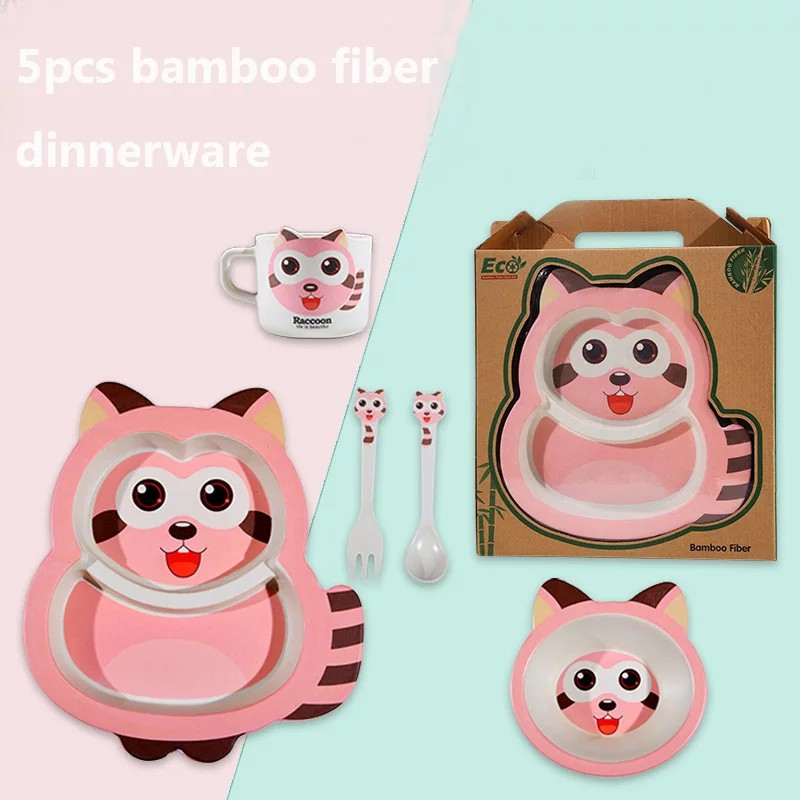 (Pimenova) Set peralatan makan mpasi set peralatan makan bahan bamboo set bamboo fiber eco tableware