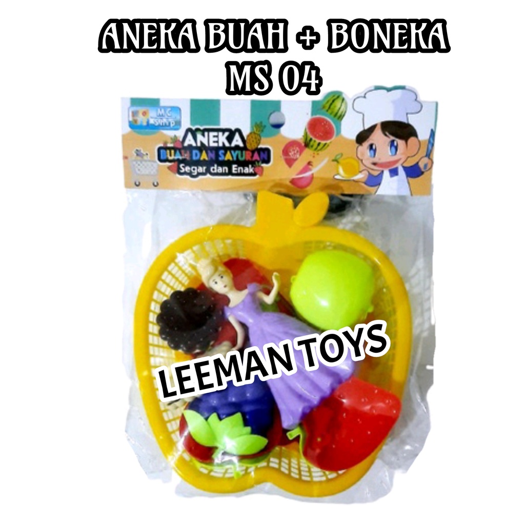 Mainan Anak Keranjang Apel Buah-buahan dan Boneka - MS 04