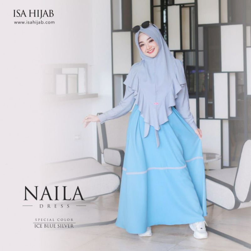 Ready Stokk  Naila Dress ice blue By isa hijab