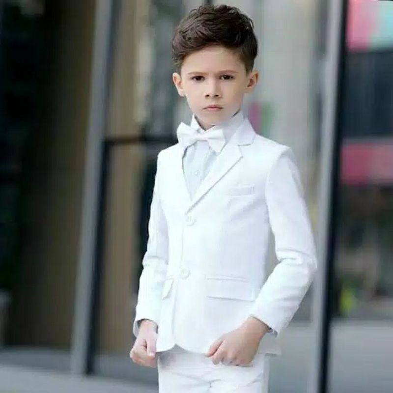 jas/blezer anak putih/ jas anak slimfit/ jas putih