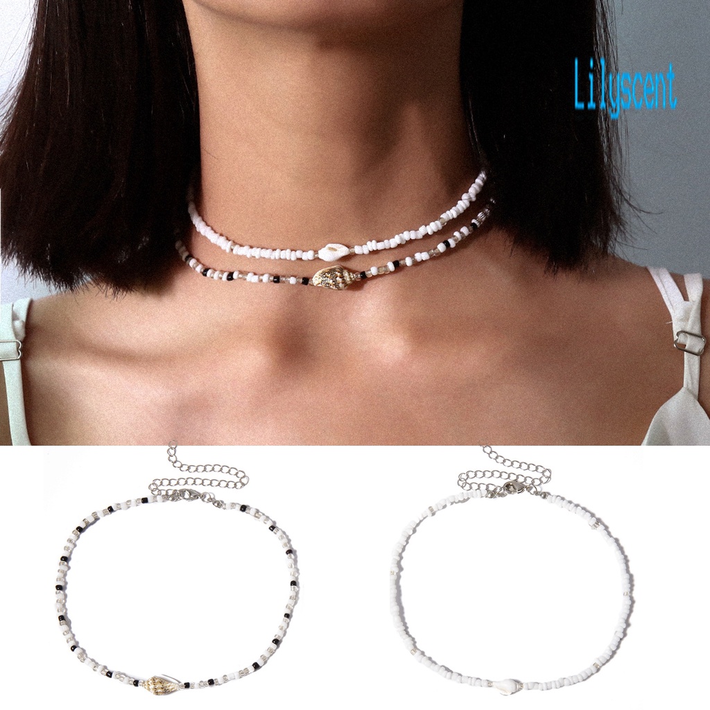 2 Pcs Kalung Choker Manik-Manik Liontin Keong Dua Lapis Dapat Disesuaikan Untuk Wanita