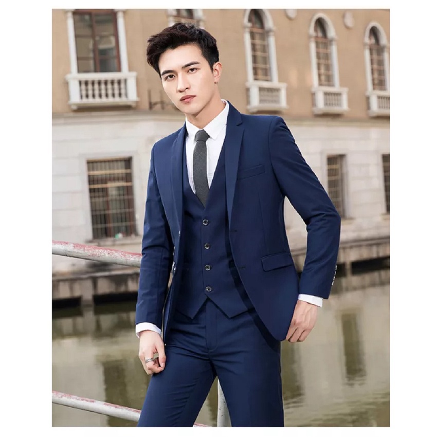 SETELAN BLAZER SLIMFIT PRIA WARNA NAVY LENGKAP 5IN1 ORIGINAL NIKAYU - SETELAN BLAZER FORMAL PRIA SLIMFIT FULL NAVY KANCING 2 EXCLUSIVE TWIST