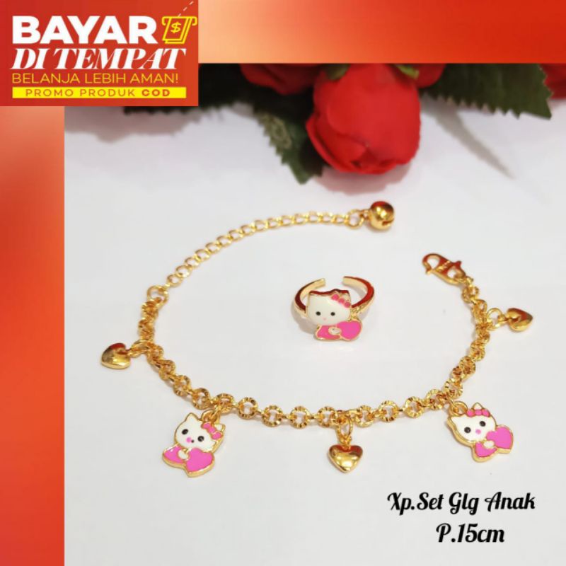 Gelang Juntai hello Kitty gratis cincin Gold ,tidak karat