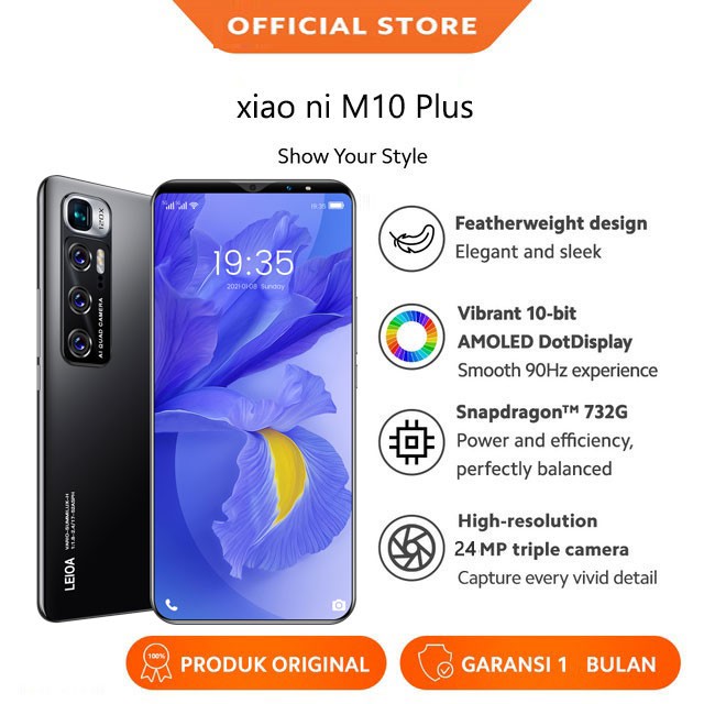 M10 Plus Android Handphone HD Screen Murah 6.1 Inci 6GB RAM 128GB ROM 4800mAh 5G hp Smartphone