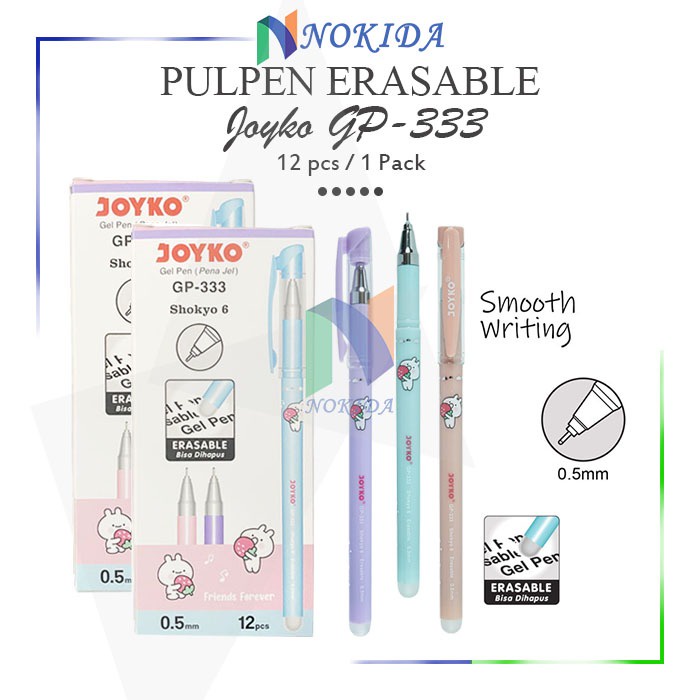 

Nokida Pena Jel Shokyo 6 Joyko [GP-333/12 Pcs] / Erasable Gel Pen / Ballpoint Pulpen 1 Pack 0.5 Mm Bisa Dihapus
