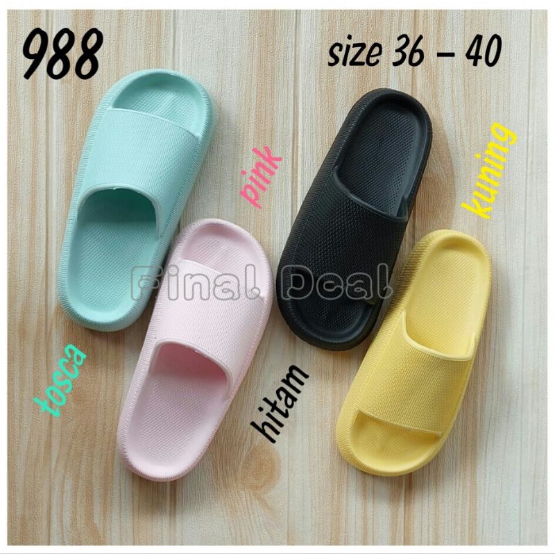 Sandal Selop Full Karet Casual Pria Wanita, Sendal Anti Slip Waterproof Indoor Outdoor 988