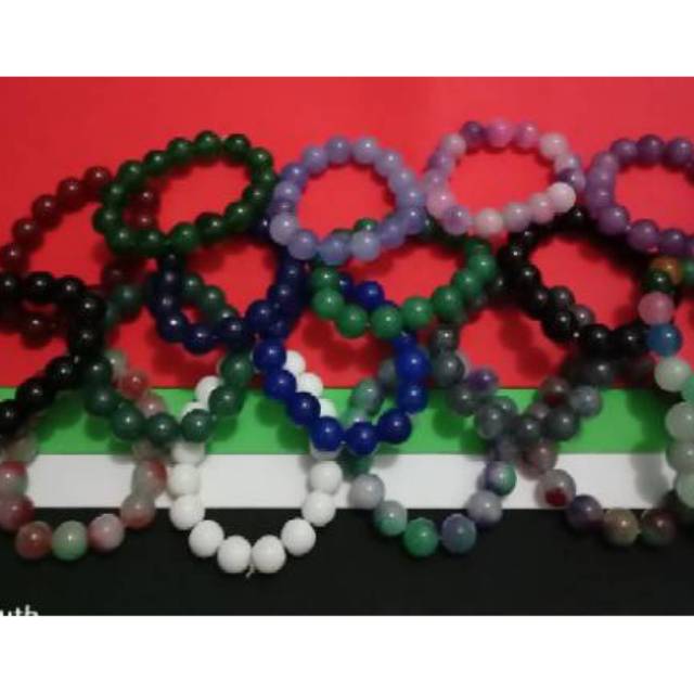 Gelang batu giok warna-warni UK 12 mm