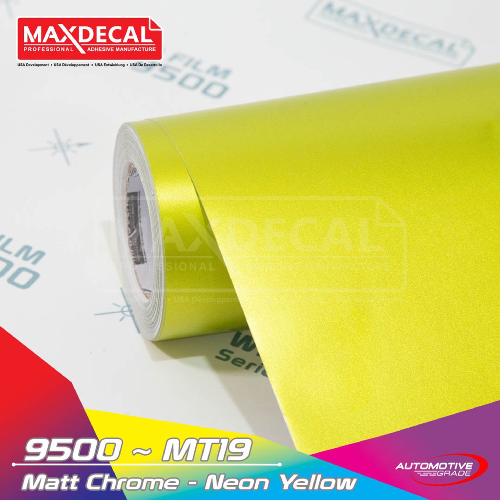 Maxdecal 7500 MT19 Matte Chrome Neon Yellow, Wrap Series Sticker, Roll 50cm x 9m