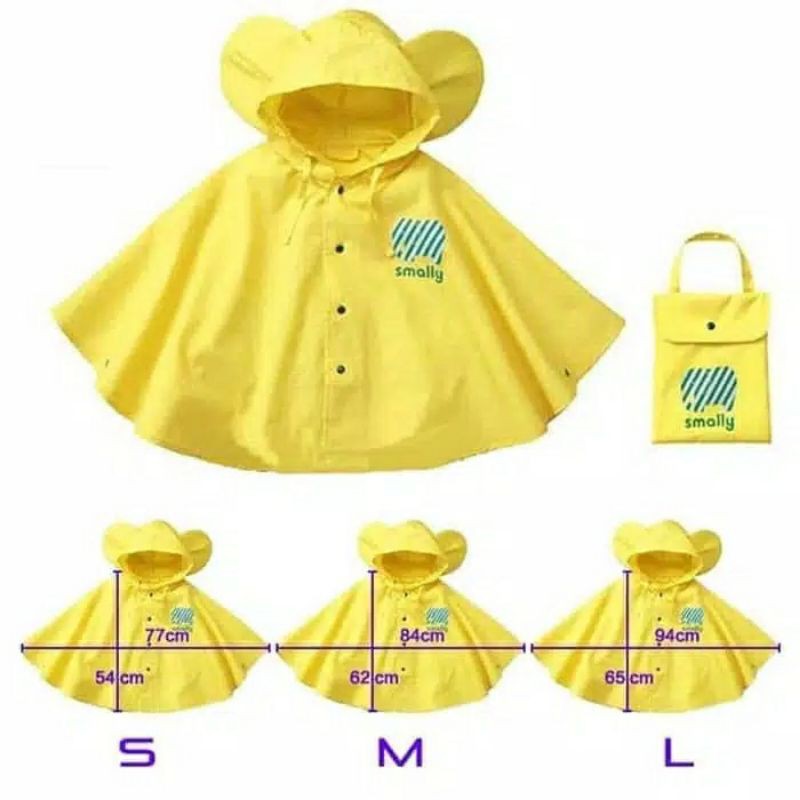 Jas Hujan Anak Poncho Ponco Smally Raincoat 1 2 3 4 Tahun Playgroup PAUD TK Balita